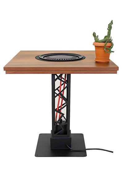 TechnoLoby PATLATAN MASA-220V Isıtıcı Soba ve Masa Üstü Mangal Özellikli Masa Balkon & Cafe Masası 65X65 cm