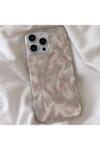 WFC iphone 12 Uyumlu Yansımalı Pembe Leopar Desenli Telefon Kılıfı