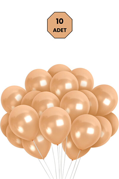 Bunloon Metalik Somon Renk Balon 10 Adet Doğum Günü Parti ve Organizasyon Set...