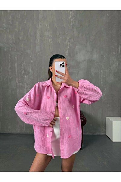 URİS Γυναικείο πουκάμισο με μανίκια από μπαλόνι από ύφασμα μουσελίνας υψηλής ...