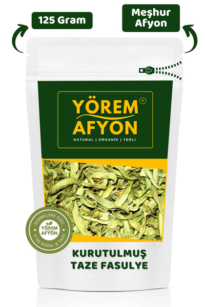 Gülçehre Meşhur Afyonkarahisar Yeni Sezon Gölgede Kurutulmuş Hakiki Kılçıksız Taze Fasulye Kurusu | 125Gr.