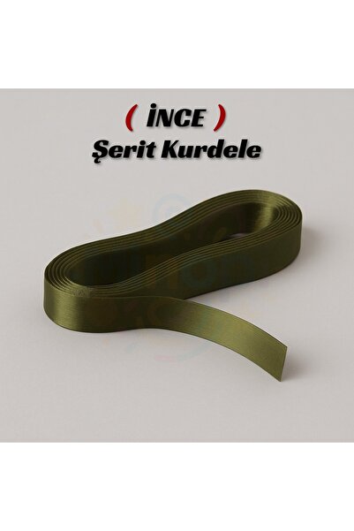 Minopi Olive Green Satin Ribbon 1 cm 10 Meters, Bundle Dowry Special Day Decoration Ribbon
