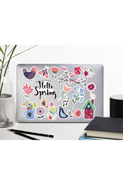 Hediyeni Al مجموعة ملصقات بتصميم زهري ربيعي |   كمبيوتر محمول Ajanda دفتر ملا...