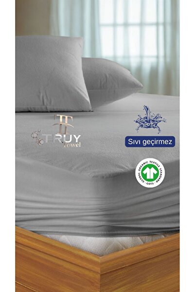 TruyTowel Mikro Sıvı Geçirmez Çift Kişilik Yatak Alezi ANTRASİT