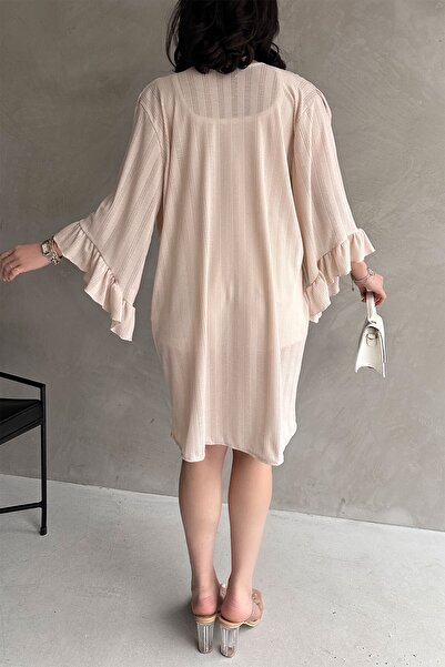 depoxml Mesh Casual Cardigan with Flared Sleeves