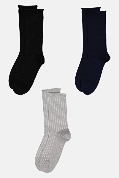 CLARKS Women 3 Pairs Ribbed Crew Socks, Multicolor