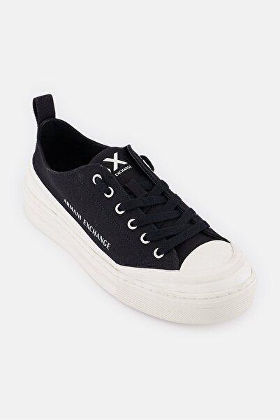 Armani Exchange Women Brand Logo Lace Up Casual Shoes, Black