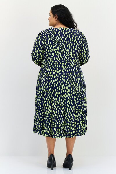 LONDON TIMES Women Plus Size Allover Print Midi Dress, Multicolor
