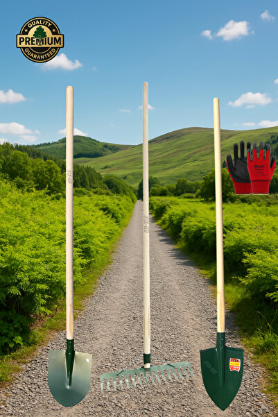 FIX-GO Bahçe Küreği, Bel Küreği, Tırmık Ve Eldiven Set 7 Parça