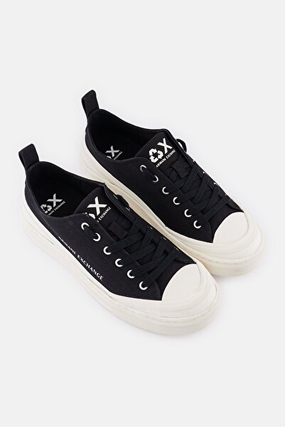 Armani Exchange Women Brand Logo Lace Up Casual Shoes, Black