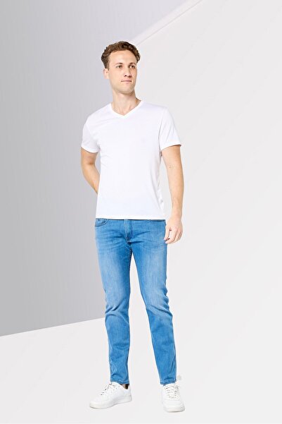 Replay Men Slim Fit Washed Stretchable Denim Jeans, Blue