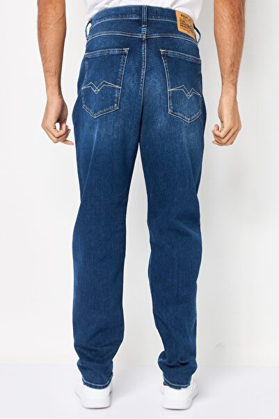 Replay Men Relaxed Fit Washed Stretchable Denim Jeans, Blue