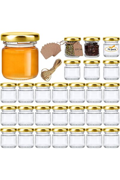 erorex Mini Glass Jars Set Bulk Pack 20Small Containers Lids | 1.5 Oz Clear Glass Bottles Honey, Jams,