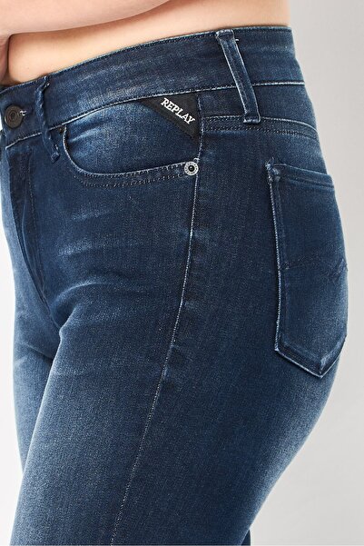 Replay Women Skinny Fit Washed Stretchable Denim Jeans, Dark Blue