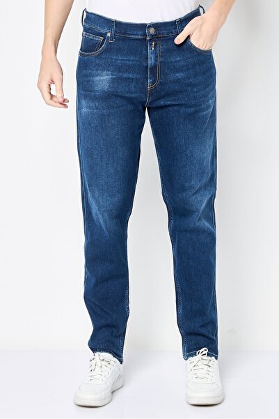 Replay Men Relaxed Fit Washed Stretchable Denim, Dark Blue