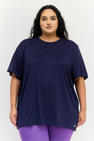 Reebok Women Plus Size Short Sleeve Training T-Shirt, Navy