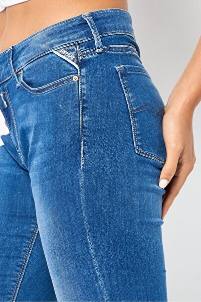 Replay Women Skinny Fit Washed Stretchable Jeans, Blue