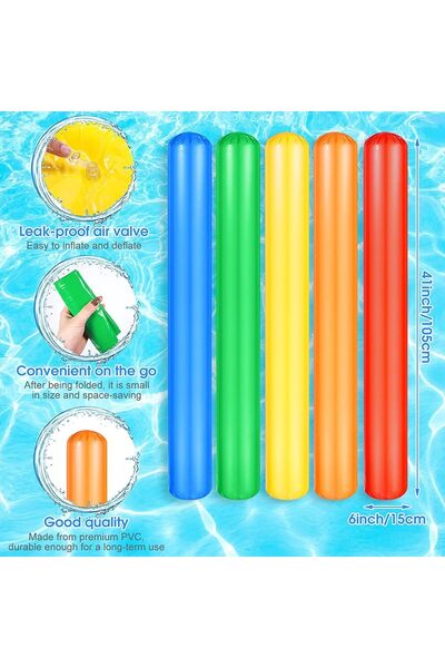 erorex Pool Inflatable Sticks Colorful Inflatable Pool Swim Noodles 41.3 Inch Water Floating Sticks Adults