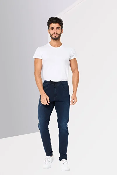 Replay Men Stretch Fit Washed Stretchable Denim, Navy