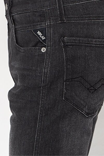 Replay Men Slim Fit Washed Stretchable Jeans, Black