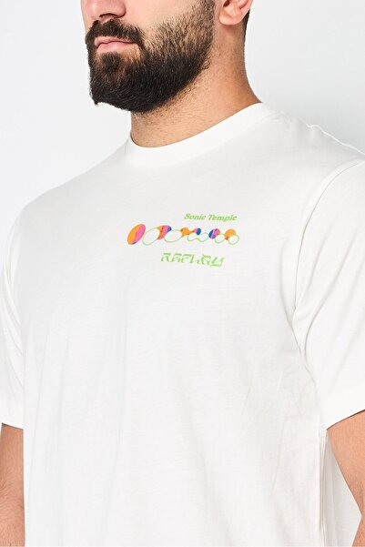 Replay Men Crew Neck Short Sleeves Graphic Print T-Shirt, Off White