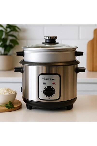 erorex Rice Cooker, 1 Litre Capacity, 400W, Stainless Steel With Led Indicator, Silver