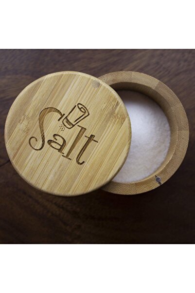 erorex Totally Bamboo Salt Box, Bamboo Storage Box Magnetic Swivel Lid, Secure Durable Storage &