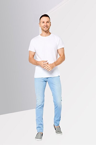 Replay Men Slim Fit Washed Stretchable Denim Jeans, Light Blue