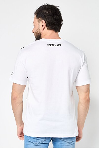 Replay Men Crew Neck Short Sleeve Brand Logo T-Shirt, White