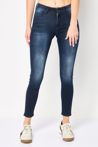 Replay Women Skinny Fit Washed Stretchable Denim Jeans, Dark Blue