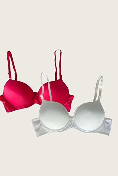 Will Like Secretsita White-Red 2-Piece Micro Fabric Hollow Underwire Everyday...