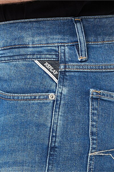 Replay Men Relaxed Fit Washed Stretchable Jeans, Blue