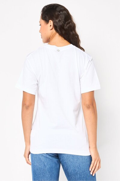Replay Women Crew Neck Short Sleeves Brand Logo T-Shirt, White