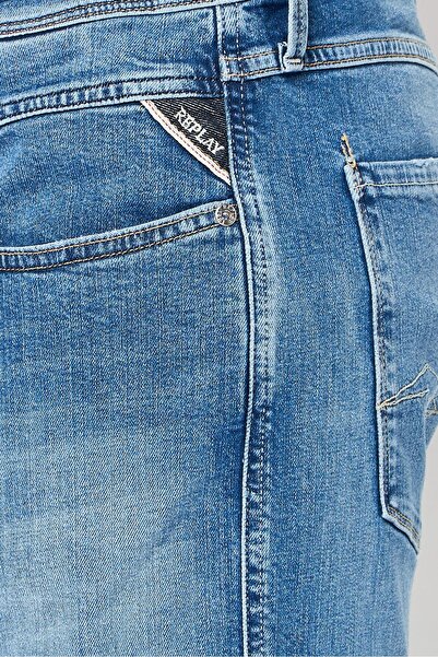 Replay Men Slim Fit Washed Stretchable Jeans, Light Blue