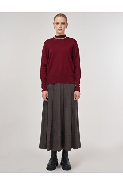 Kayra Balıkçı Yaka Basic Triko Kazak Koyu Bordo