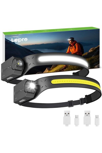 erorex LED Headlamp Rechargeable Super Bright Head lamp Motion Sensor 230° Wide Beam & Adjustable