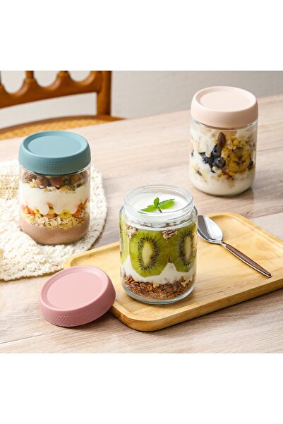 erorex 480Ml Glass Jars Airtight Lids, 3 Pack 16Oz Wide Mouth Mason Jars Overnight Oats, Salad, Snacks,