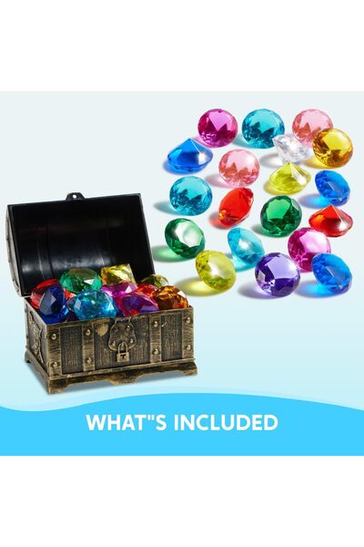 erorex Diving Gems Pool Toys 16 Big Colorful Diamond Pirate Treasure Chest Swim Dive Toy Kids Underwater