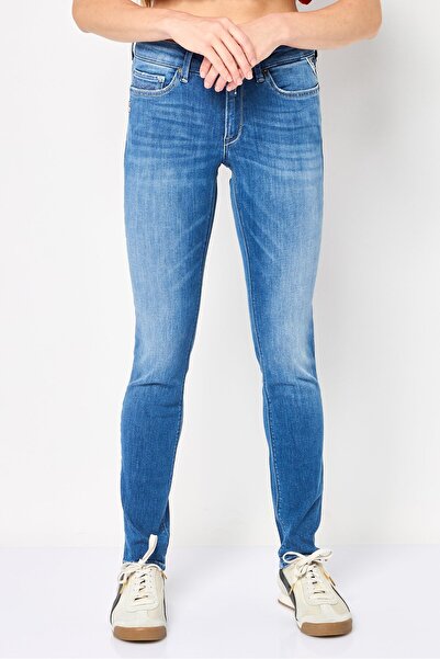 Replay Women Skinny Fit Washed Stretchable Denim Jeans, Blue
