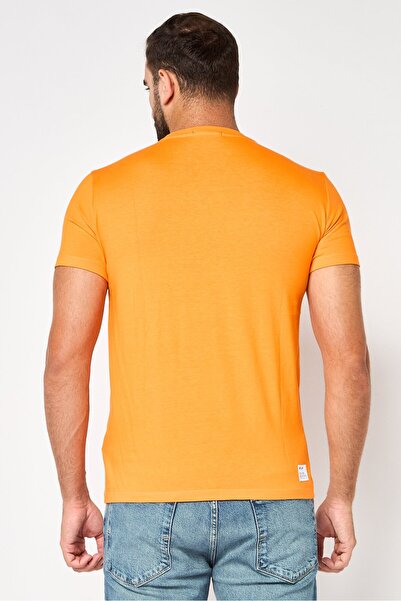 Replay Men Crew Neck Short Sleeve Graphic Print T-Shirt, Orange