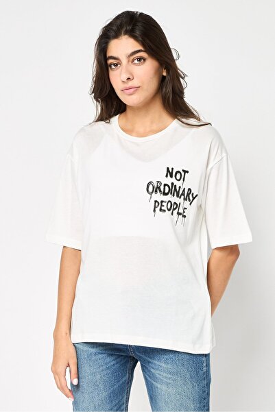 Replay Women Crew Neck Short Sleeve Graphic Print T-Shirt, White