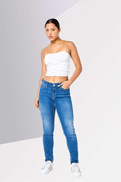 Replay Women Skinny Fit Washed Stretchable Jeans, Blue