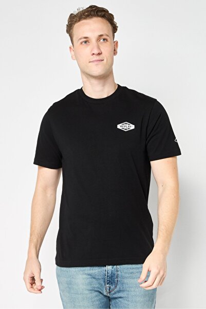 Replay تي شيرت رجالي بشعار العلامة التجارية بأكمام قصيرة ورقبة دائرية، أسود