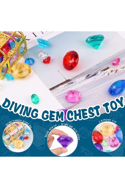 erorex Diving Gem Pool Toys 30 Colorful Big Diamond Gem Treasure Pirate Chest Box Summer Underwater
