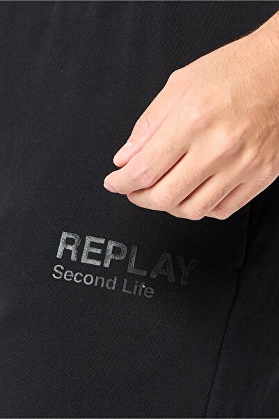 Replay Men Regular Fit Brand Logo Basic Shorts, Black