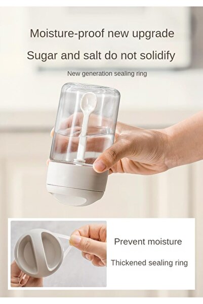 erorex Sugar Salt Container Set, Spice Jars Lid Spoon, 8.8 Oz Salt Sugar Glass Condiment Pots Transparent