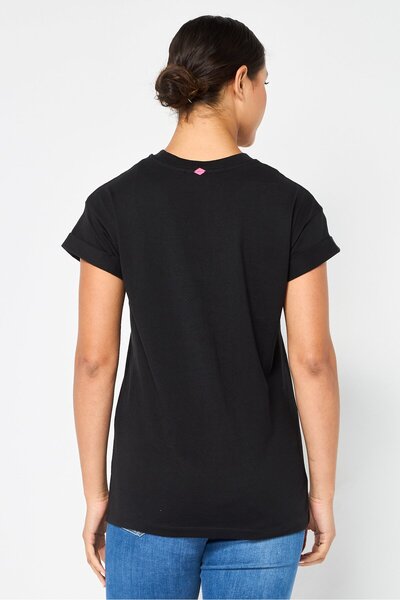 Replay Women Crew Neck Short Sleeves Brand Logo T-Shirt, Black