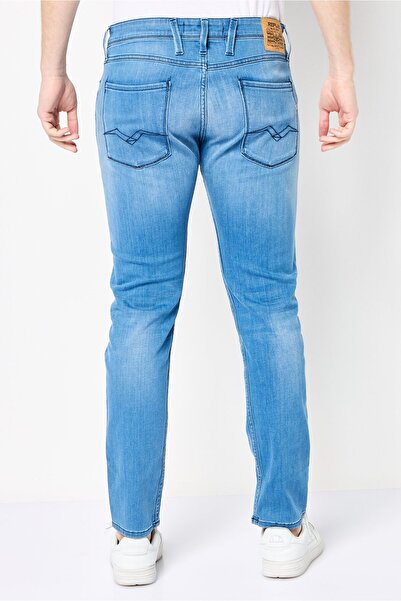 Replay Men Slim Fit Washed Stretchable Denim Jeans, Blue