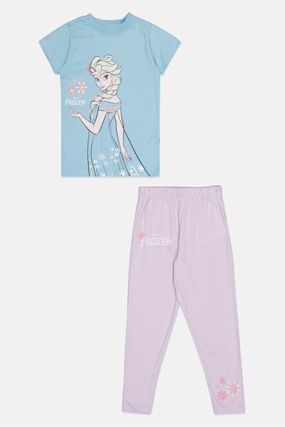 Disney طقم بيجامة للبنات الصغار، قطعتين، مطبوع، الجزء العلوي والسفلي، متعدد الألوان