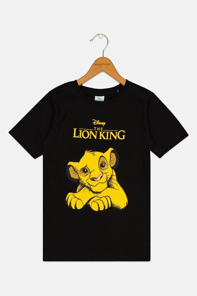 Disney Kids Boy The Lion King Print Short Sleeve T-Shirt, Black